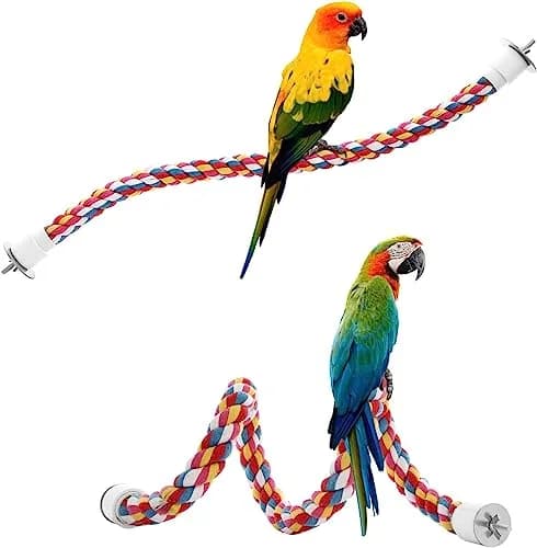 Jusney Bird Rope Perches 33 inches | Cotton Rope Bird Toy for Exercise & Play thumbnail 4