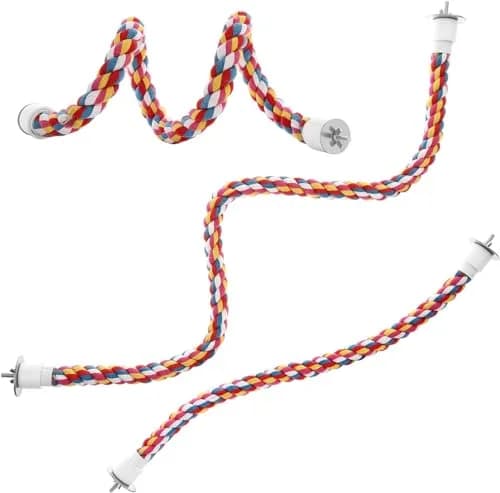 Jusney Bird Rope Perches 33 inches | Cotton Rope Bird Toy for Exercise & Play thumbnail 5