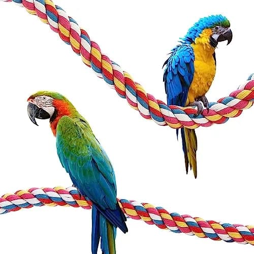 Jusney Bird Rope Perches 33 inches | Cotton Rope Bird Toy for Exercise & Play thumbnail 8