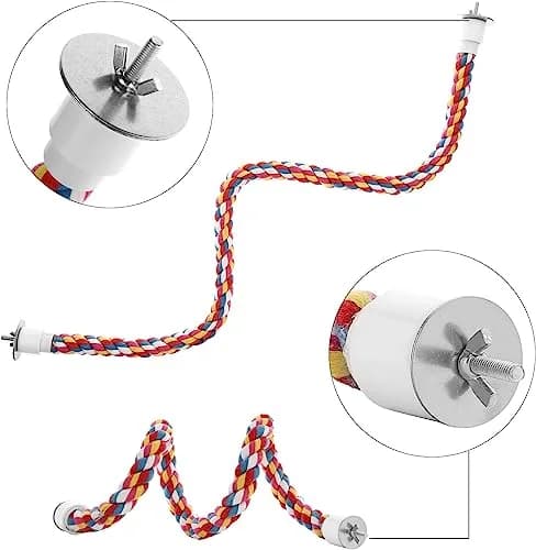 Jusney Bird Rope Perches 33 inches | Cotton Rope Bird Toy for Exercise & Play thumbnail 3