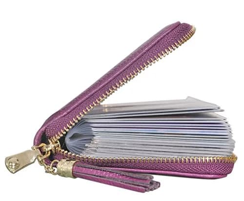 Easyoulife Womens RFID Blocking Leather Card Holder Wallet 40 Card Slots (Purple) thumbnail 2