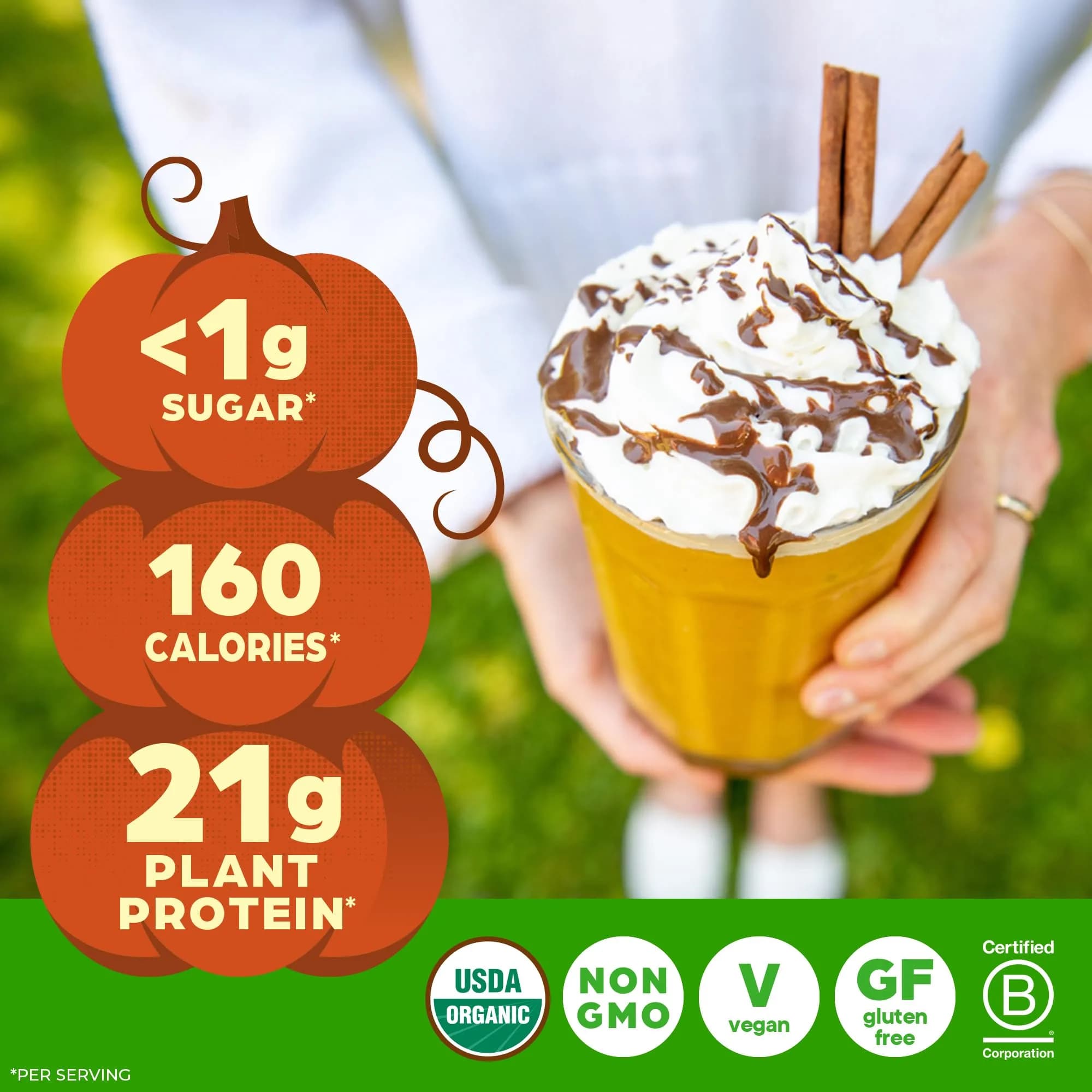 Orgain Organic Vegan Protein Powder Pumpkin Spice 1.02 lb (463 g) | USDA Organic, 21g Protein Per Serving - view 5