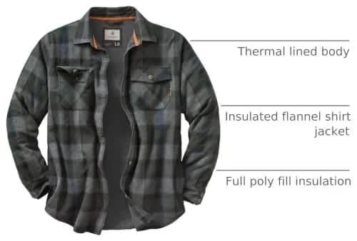 Legendary Whitetails Thermal Lined Shirt Jacket Insulated Shacket | Cotton & Polyfill for Men Large Tall thumbnail 4