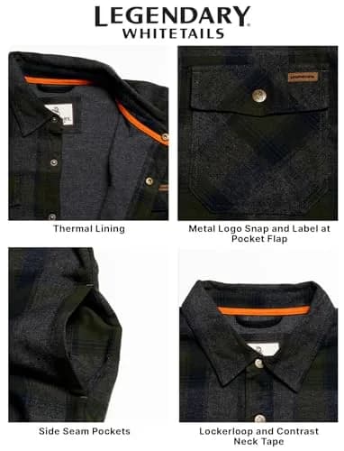 Legendary Whitetails Thermal Lined Shirt Jacket Insulated Shacket | Cotton & Polyfill for Men Large Tall thumbnail 5