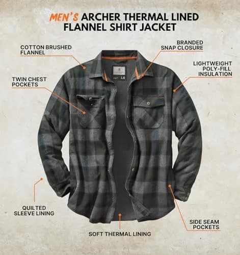 Legendary Whitetails Thermal Lined Shirt Jacket Insulated Shacket | Cotton & Polyfill for Men Large Tall thumbnail 3