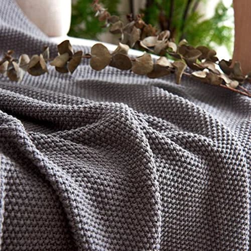 Longhui bedding Dark Grey Cotton Throw Blanket 50" x 60" | Lightweight & Machine Washable thumbnail 4