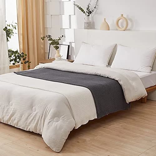 Longhui bedding Dark Grey Cotton Throw Blanket 50" x 60" | Lightweight & Machine Washable thumbnail 6