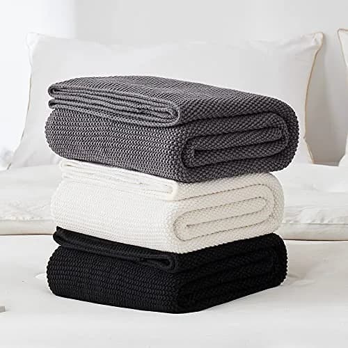 Longhui bedding Dark Grey Cotton Throw Blanket 50" x 60" | Lightweight & Machine Washable thumbnail 7