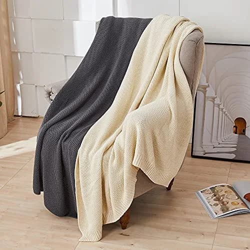 Longhui bedding Dark Grey Cotton Throw Blanket 50" x 60" | Lightweight & Machine Washable thumbnail 8