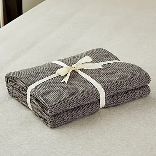 Longhui bedding Dark Grey Cotton Throw Blanket 50" x 60" | Lightweight & Machine Washable thumbnail 2