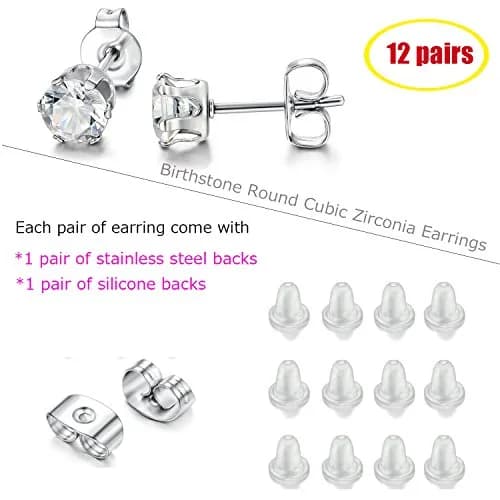 LOYALLOOK Hypoallergenic Earring | 7MM CZ Studs for Sensitive Ears thumbnail 6
