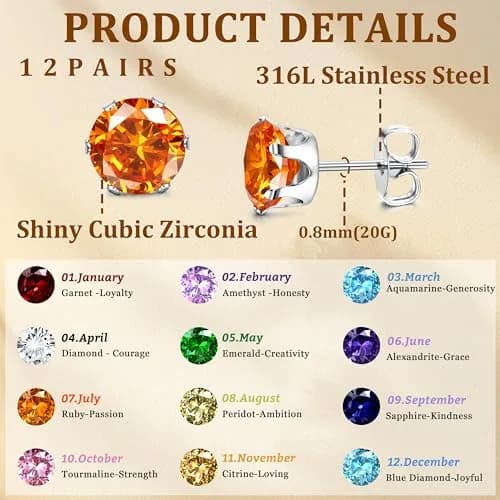 LOYALLOOK Hypoallergenic Earring | 7MM CZ Studs for Sensitive Ears thumbnail 2