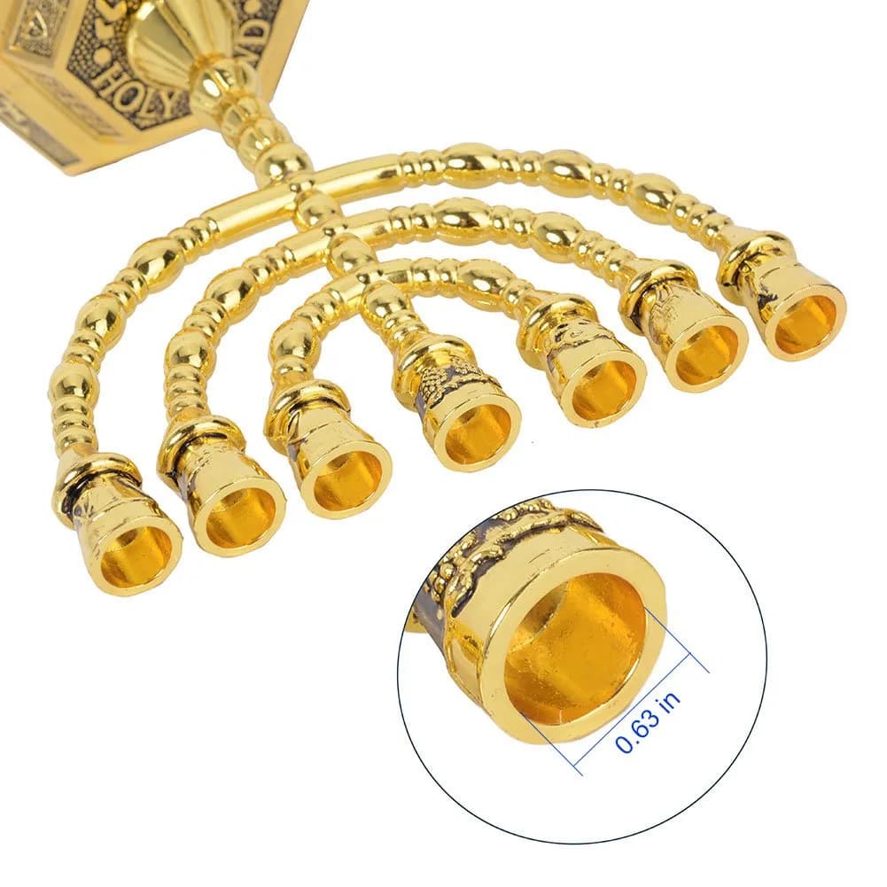 BRTAGG 12 Tribes of Israel Menorah Jerusalem Temple 7 Branch Jewish Candle Holder 20.3 cm (8 Inches) Gold - view 6