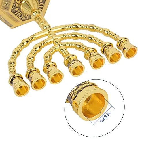 BRTAGG 12 Tribes of Israel Menorah Jerusalem Temple 7 Branch Jewish Candle Holder 20.3 cm (8 Inches) Gold thumbnail 6