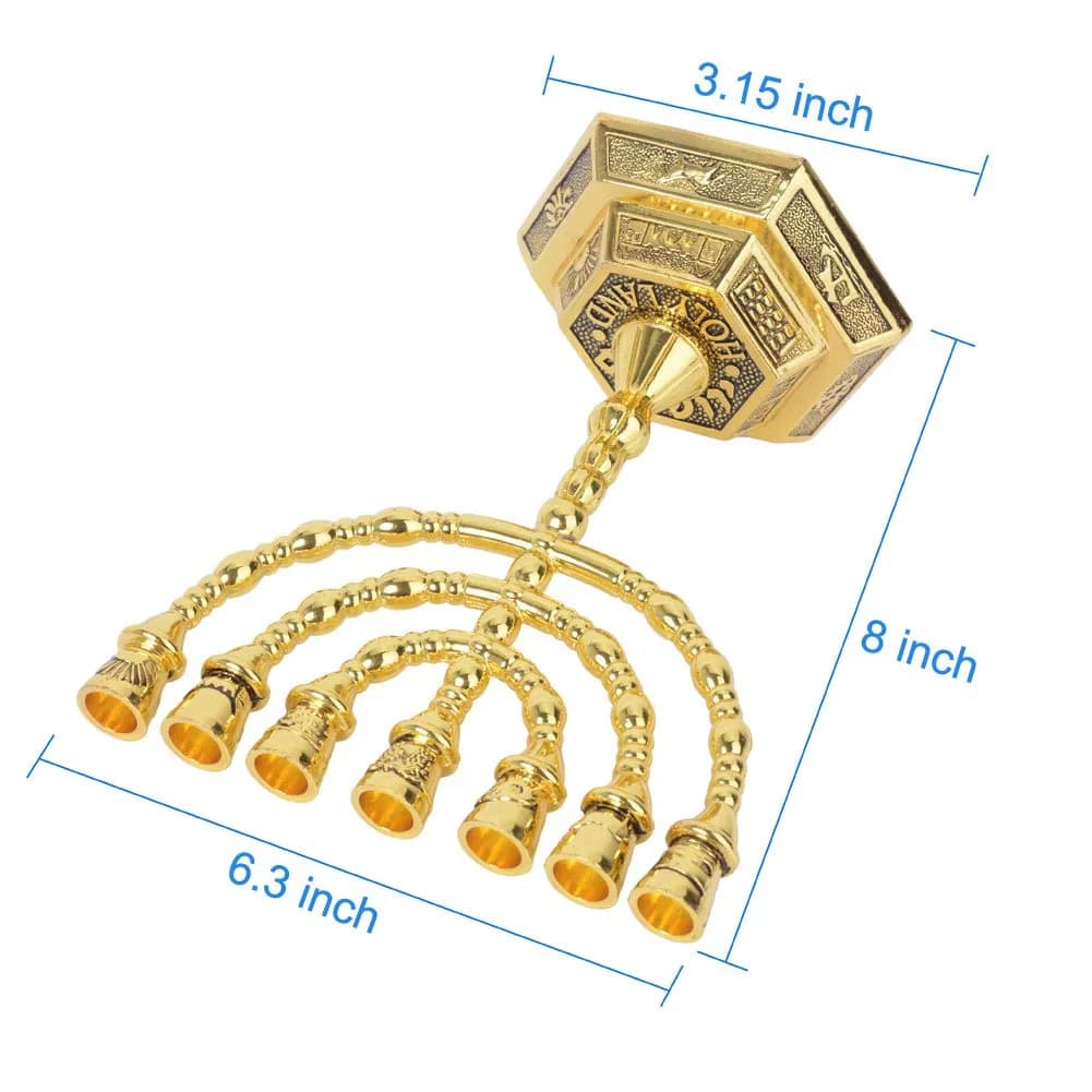 BRTAGG 12 Tribes of Israel Menorah Jerusalem Temple 7 Branch Jewish Candle Holder 20.3 cm (8 Inches) Gold - view 7