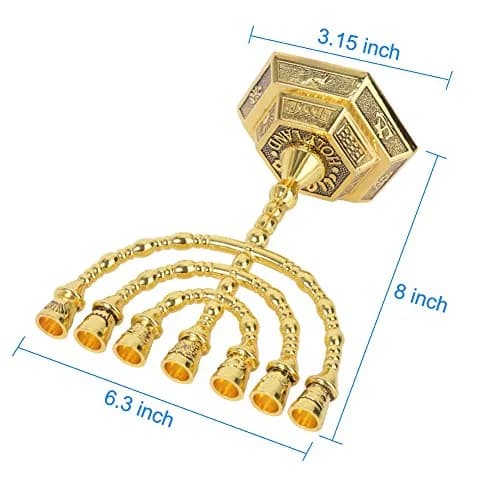 BRTAGG 12 Tribes of Israel Menorah Jerusalem Temple 7 Branch Jewish Candle Holder 20.3 cm (8 Inches) Gold thumbnail 7