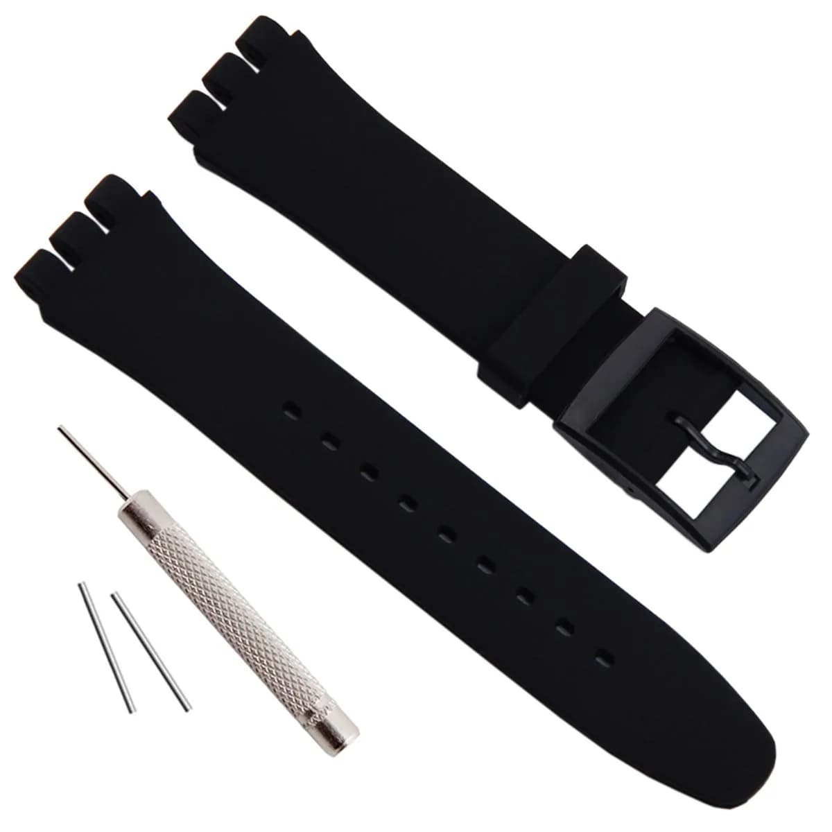 GREENOLIVE Silicone Watch Band 19mm | Waterproof, Minimalist, Black, Simple - main product image