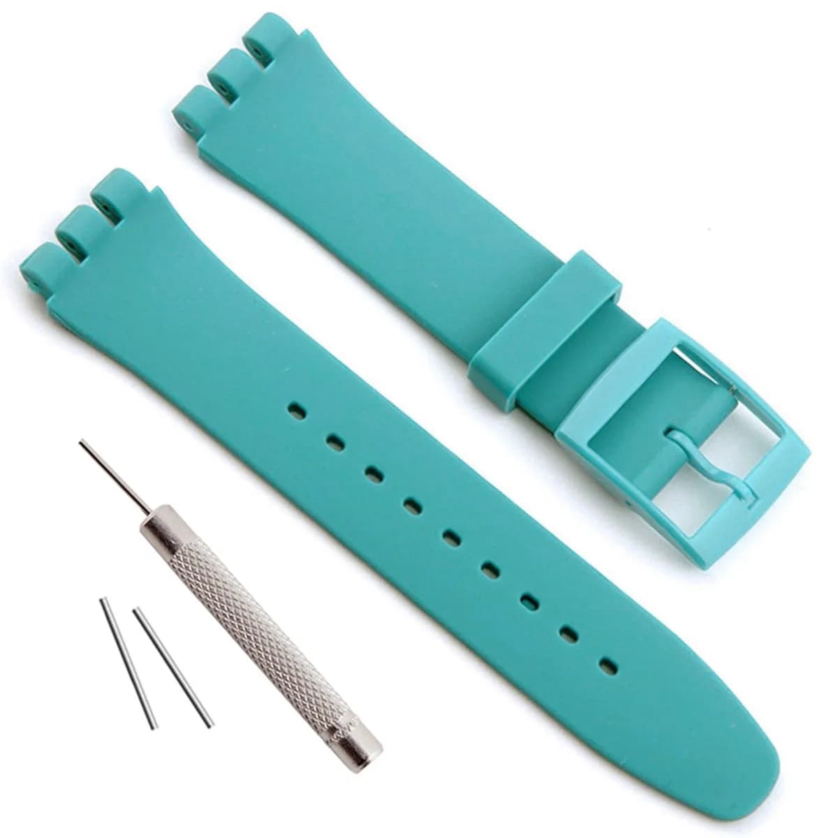GREENOLIVE 17mm Silicone Watch Band Modern Cyan | Waterproof & Non-Allergenic — Cyan