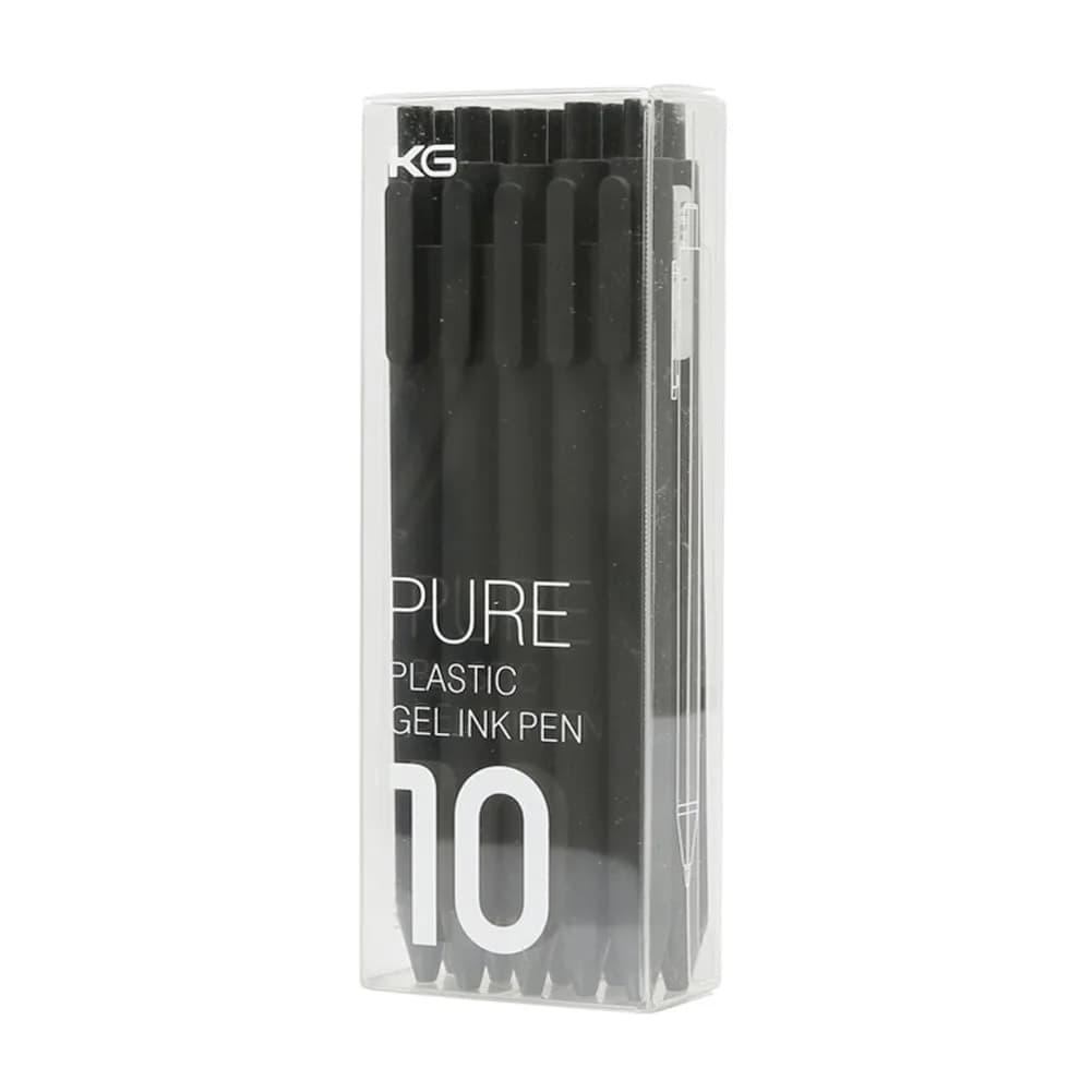 Kaco Pure Black Gel Ink Rollerball Pens 0.5mm Extra Fine Point (Pack of 10) | Smooth Writing for Students & Office - main product image