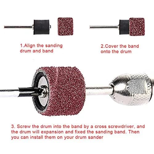 AUSTOR 132 Pieces Aluminum Oxide Sanding Drum Set with Free Box | 120 Grit, Easy to Install, Suitable for Wood & Metal (70-120 chars) thumbnail 3