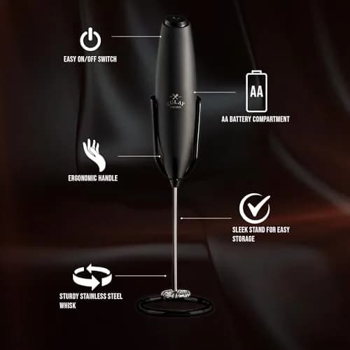 Zulay Kitchen Milk Frother Wand - Upgraded Stand | Handheld Foam Maker for Lattes & Cappuccino (100-120 chars) thumbnail 5