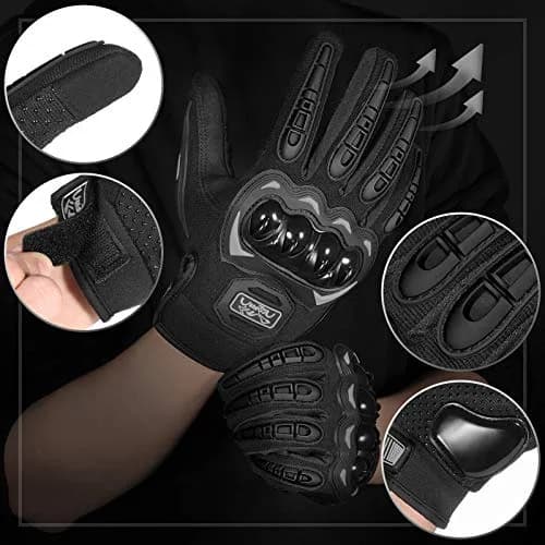 COFIT Motorcycle Gloves for Men and Women Full Finger Touchscreen Black M | Full Protection & Breathable thumbnail 2