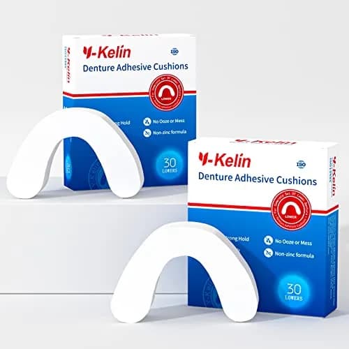 Y-Kelin Lower Denture Adhesive Cushions 60 Strips | Natural Seaweed, One-Day Support for Sore Gums thumbnail 2