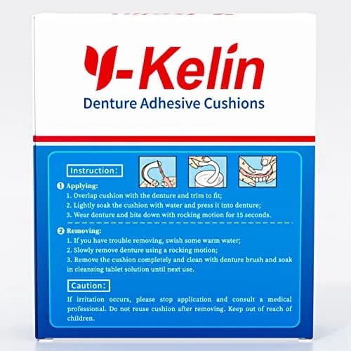 Y-Kelin Lower Denture Adhesive Cushions 60 Strips | Natural Seaweed, One-Day Support for Sore Gums thumbnail 3