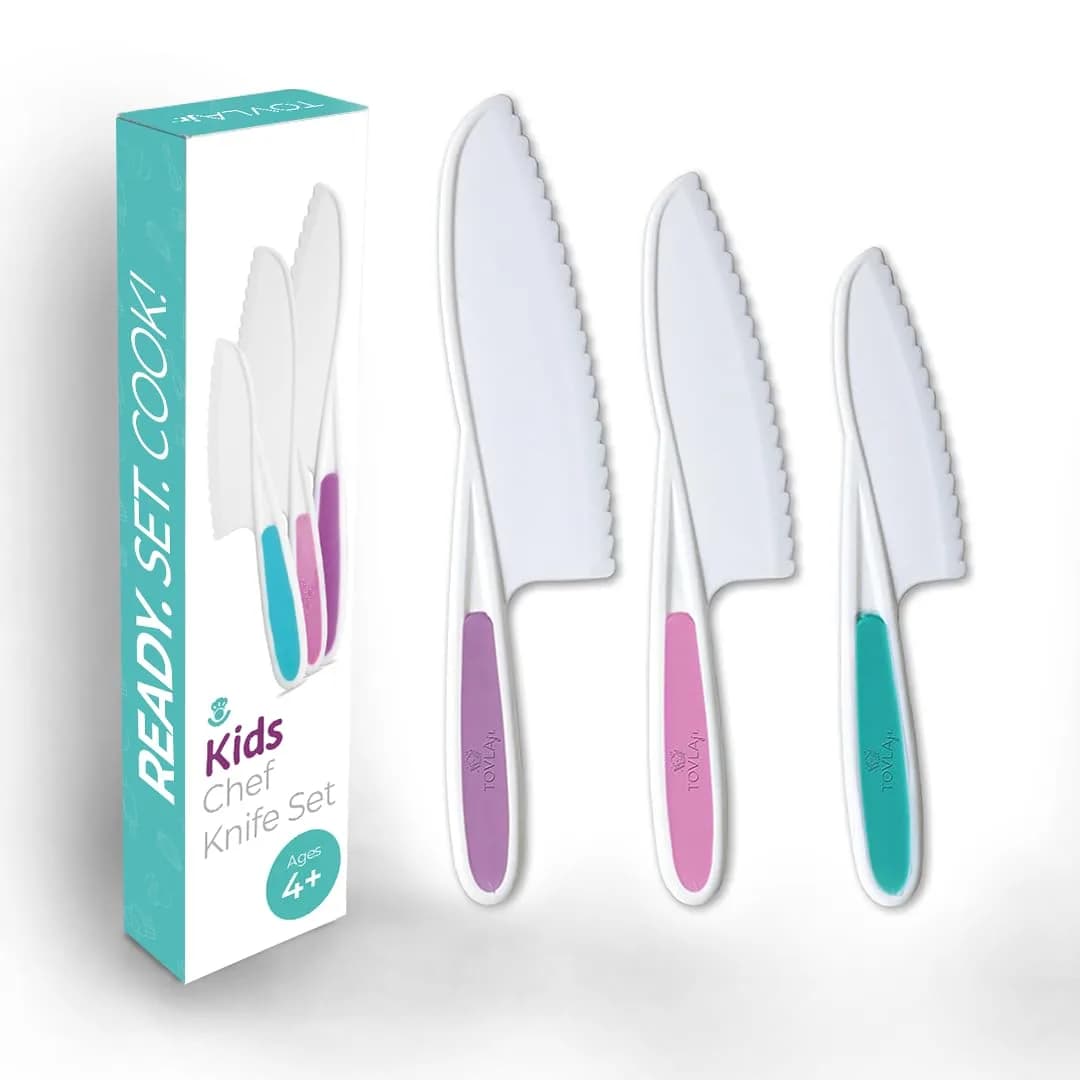 Tovla Jr. Kid Safe Knife Set of 3 | Ages 4-12 | Small, Medium, Large