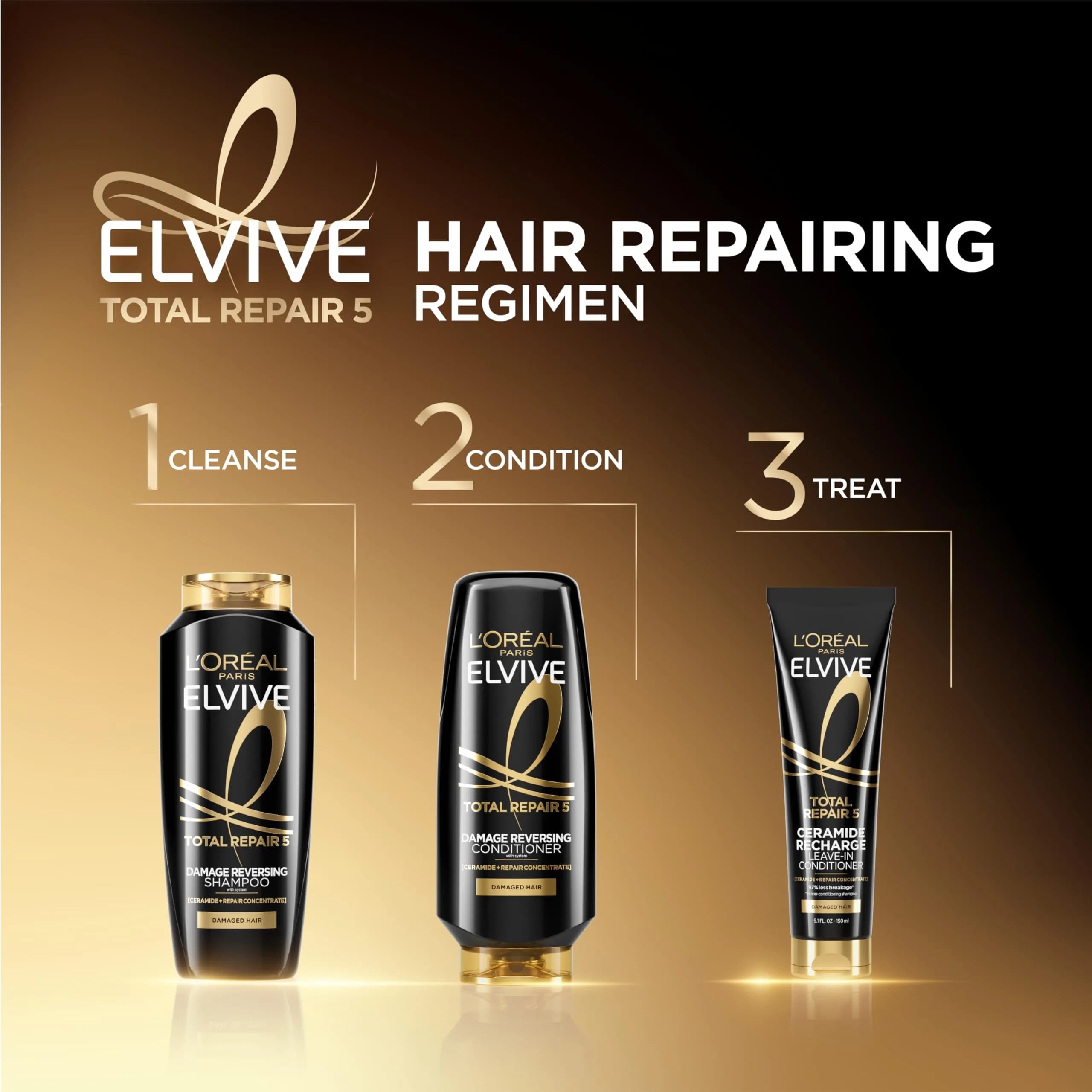 L'Oreal Paris Elvive Total Repair 5 Protein Recharge Leave-In Conditioner Treatment 150ml (5.1 Fl Oz) | Strengthens & Protects Hair - view 7
