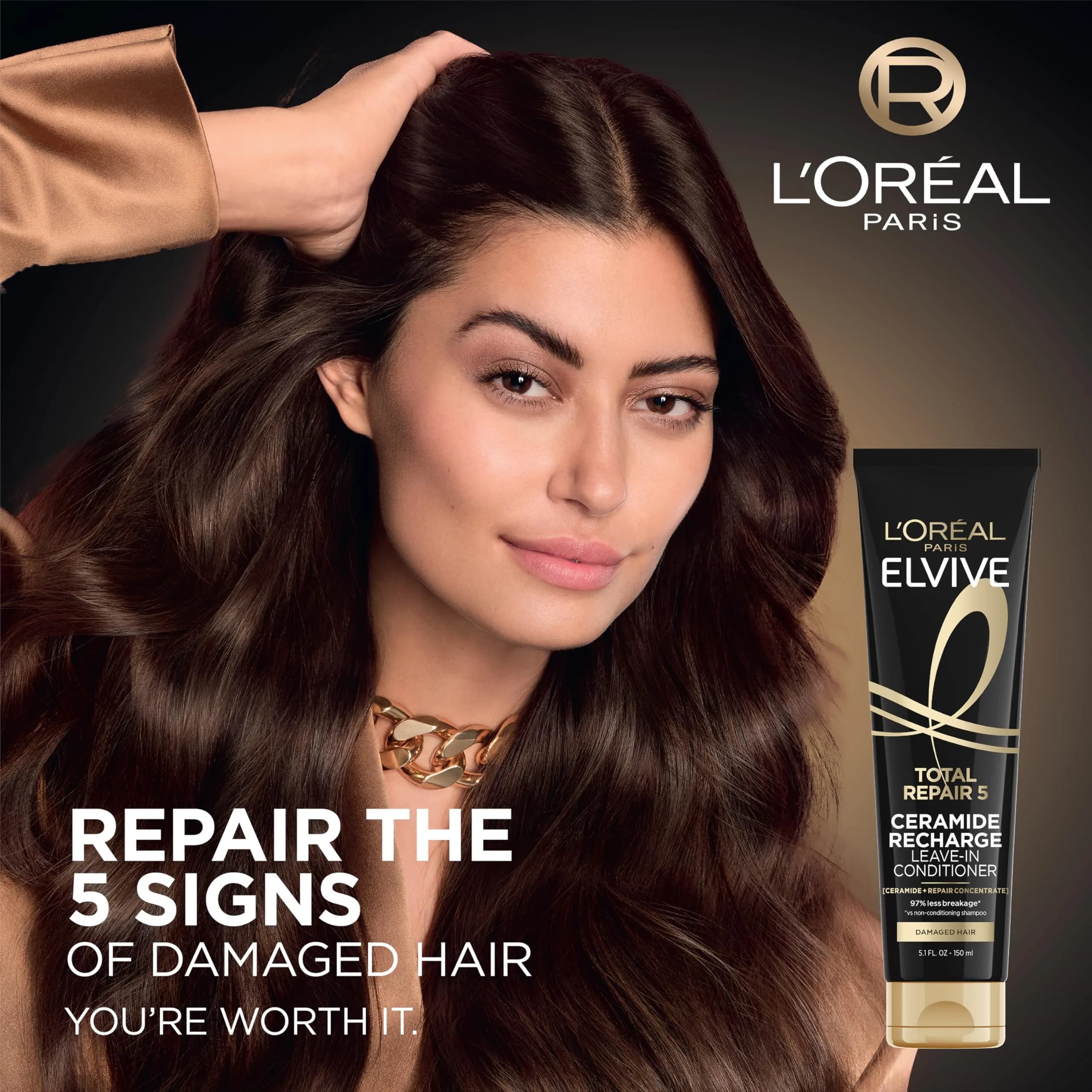 L'Oreal Paris Elvive Total Repair 5 Protein Recharge Leave-In Conditioner Treatment 150ml (5.1 Fl Oz) | Strengthens & Protects Hair - view 3
