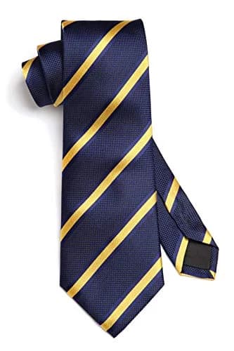HISDERN Striped Wedding Tie & Pocket Square Set | Classic Microfiber Design, 150cm | Elegant Formal Accessory thumbnail 4