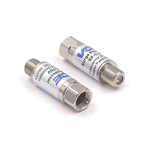 VCE Coaxial Surge Protector 2-Pack 6kV Protection, 5-2500MHz Signal Performance | Protects TVs, Modems, Satellite Receivers thumbnail 1