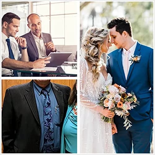 HISDERN Blue Paisley Tie & Pocket Square Set | Classic Business & Wedding Accessory (8.5cm / 3.4in, 150cm / 59in) thumbnail 6