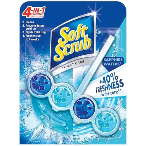 Soft Scrub 4-in-1 Rim Hanger Toilet Bowl Cleaner, Sapphire Waters, 6 Count | Fights Ring & Buildup, Freshens 4 Weeks thumbnail 1