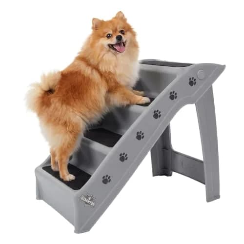 PETMAKER Lightweight Durable Plastic Dog Stairs | 4-Step Gray Pet Ramp for Small Dogs & Cats thumbnail 1