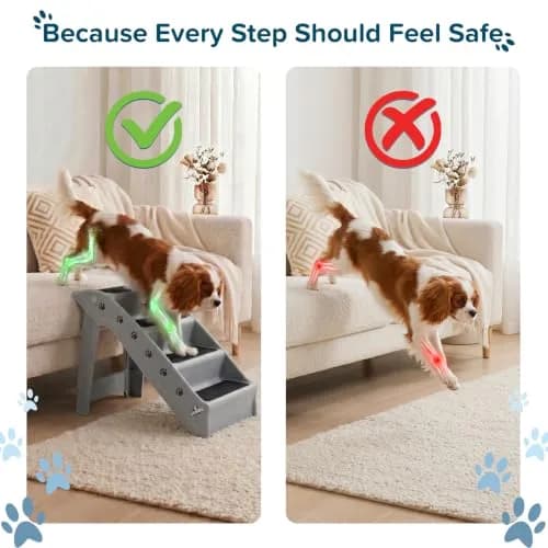 PETMAKER Lightweight Durable Plastic Dog Stairs | 4-Step Gray Pet Ramp for Small Dogs & Cats thumbnail 5