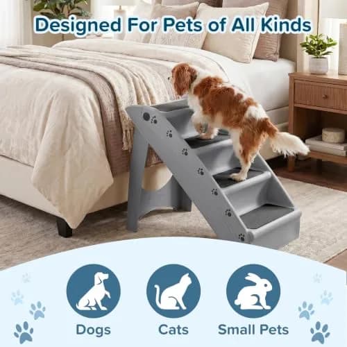 PETMAKER Lightweight Durable Plastic Dog Stairs | 4-Step Gray Pet Ramp for Small Dogs & Cats thumbnail 7