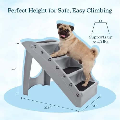 PETMAKER Lightweight Durable Plastic Dog Stairs | 4-Step Gray Pet Ramp for Small Dogs & Cats thumbnail 2