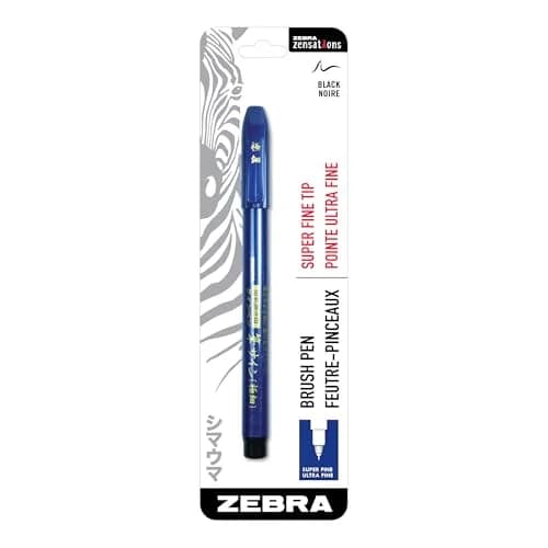 Zebra Pen Zensations Brush Pen, Black, 0.3mm | Precision Control for Art & Calligraphy thumbnail 1