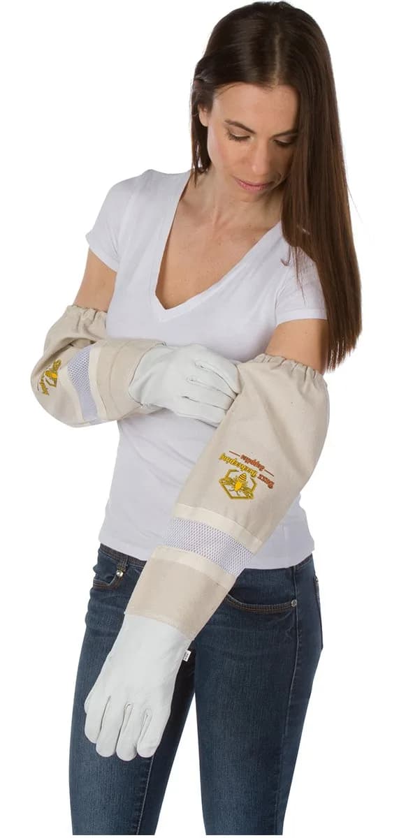Buzz Beekeeping Supplies Beekeeping Gloves XX-Large | Ventilated Cow Leather & Heavy-Duty Canvas, Sting Proof, Long Thick Sleeves thumbnail 6