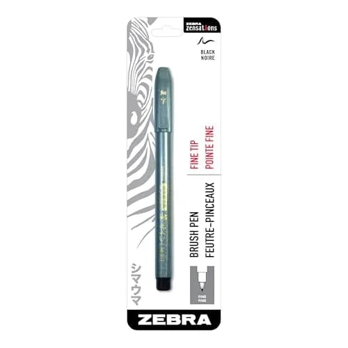 Zebra Pen Zensations Brush Pen, Black, 0.5mm | Fine Tip for Lettering & Sketching thumbnail 1