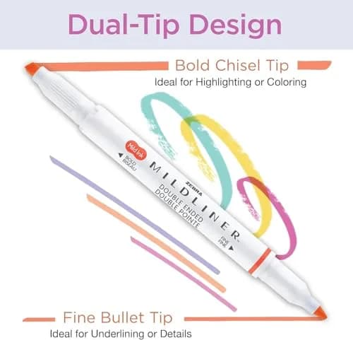Zebra Pen Mildliner Dual Tip Highlighter Set, 15 Assorted Colors | AP Certified Non-Toxic thumbnail 2