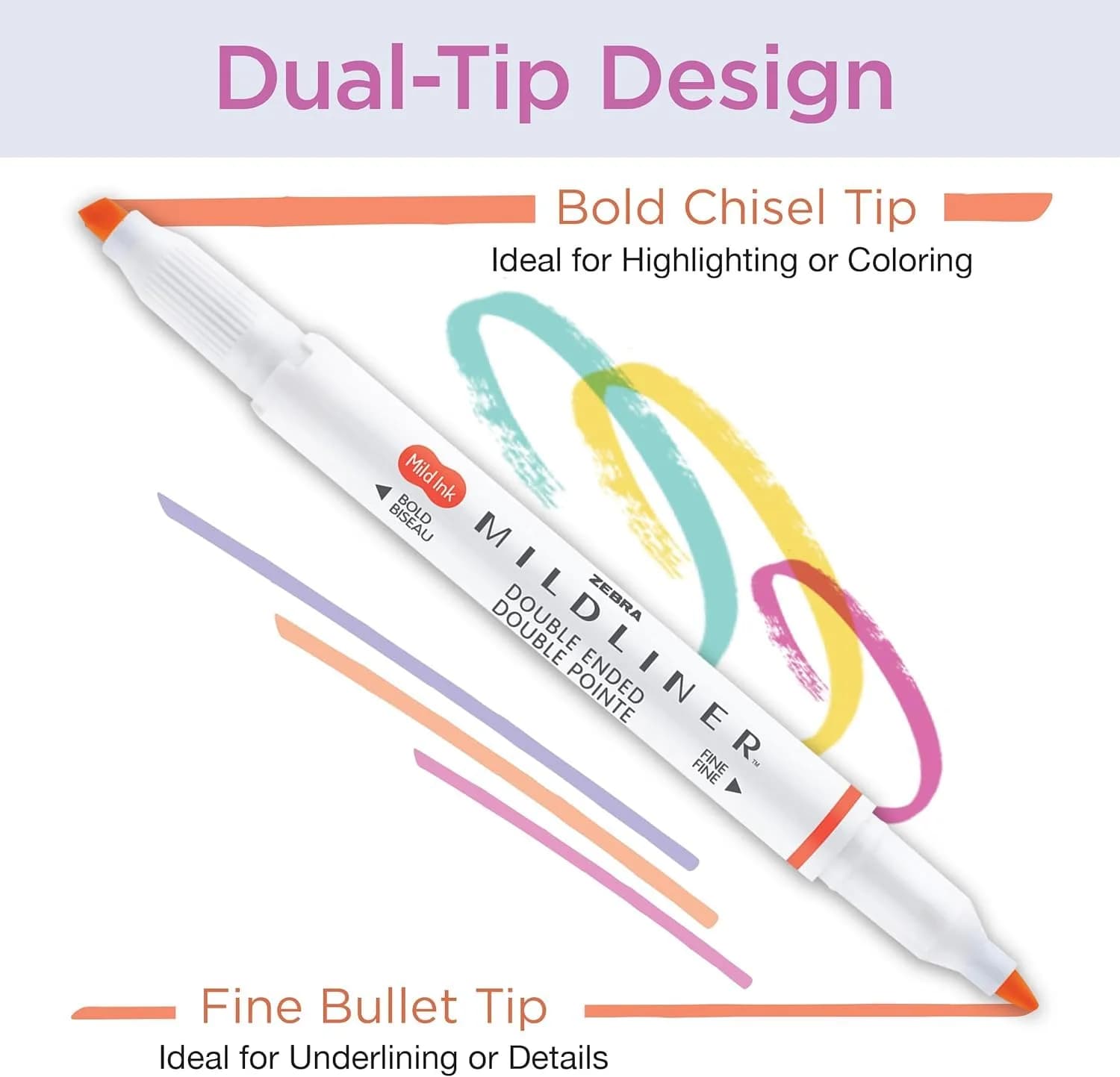 Zebra Pen Mildliner Dual Tip Highlighter Set, 15 Assorted Colors | AP Certified Non-Toxic - view 2