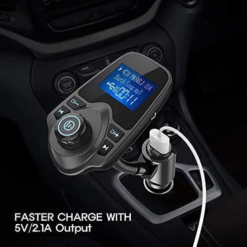 Nulaxy KM18 Bluetooth 5.0 Car Adapter FM Transmitter with 1.44" LCD Screen & Voltmeter | 12V-24V Compatible thumbnail 3