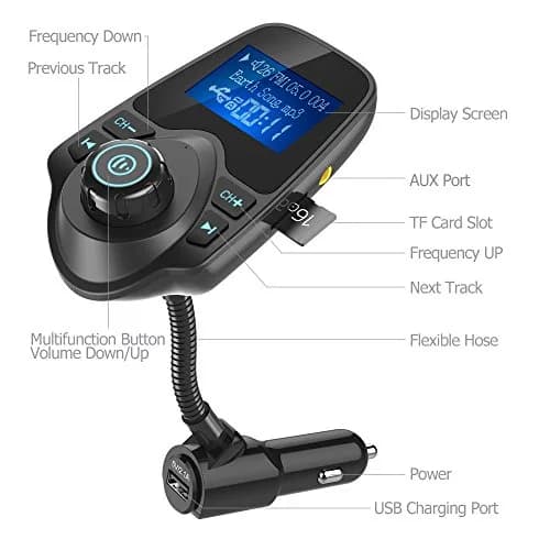 Nulaxy KM18 Bluetooth 5.0 Car Adapter FM Transmitter with 1.44" LCD Screen & Voltmeter | 12V-24V Compatible thumbnail 2