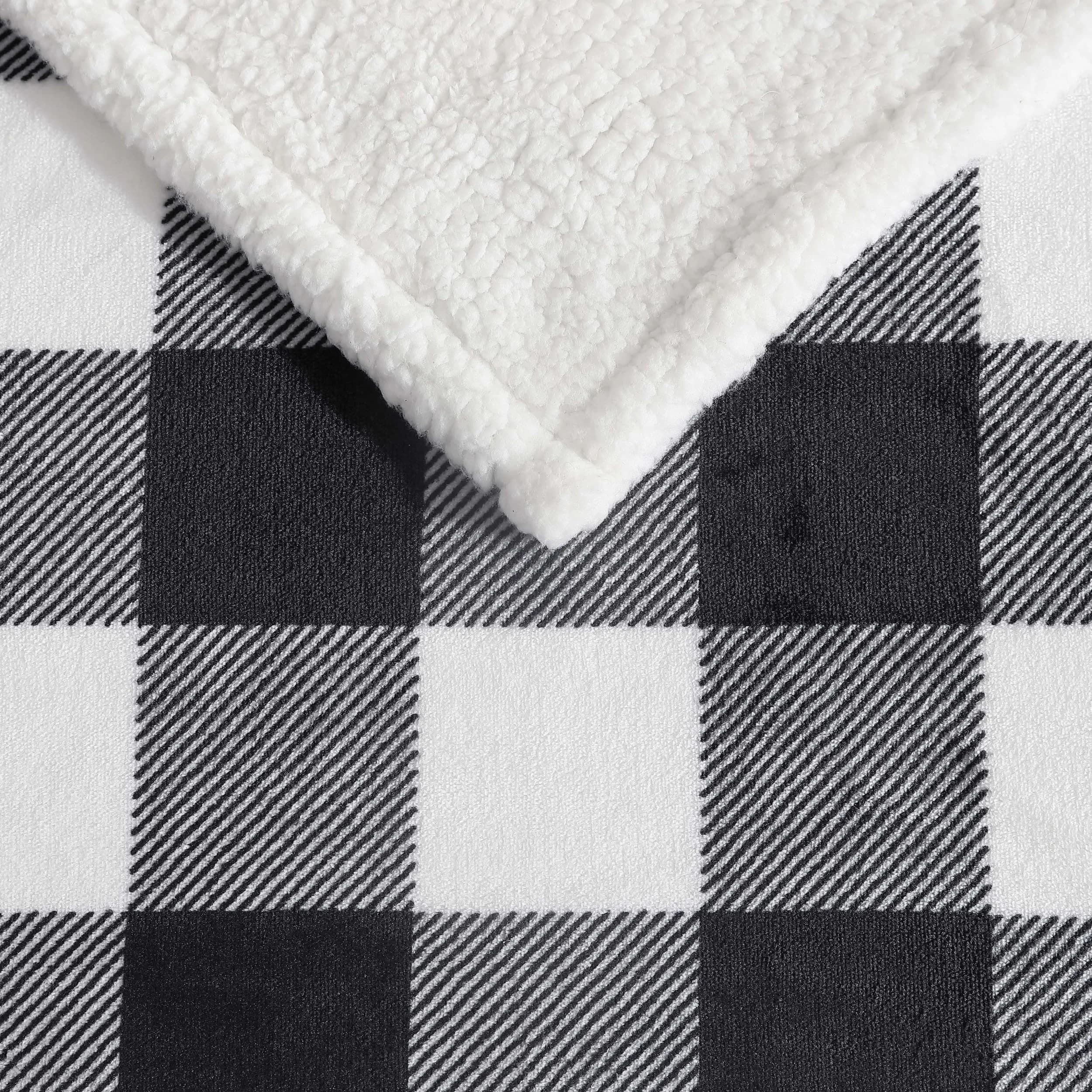 Eddie Bauer Reversible Sherpa & Fleece Throw Blanket 127x152 cm (50x60 in) | Cozy Cabin Plaid Black for Couch & Travel - view 7
