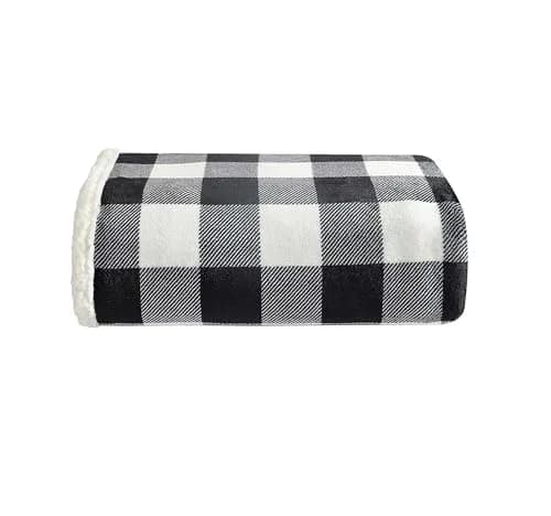 Eddie Bauer Reversible Sherpa & Fleece Throw Blanket 127x152 cm (50x60 in) | Cozy Cabin Plaid Black for Couch & Travel thumbnail 1