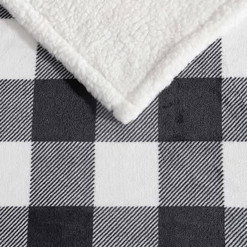 Eddie Bauer Reversible Sherpa & Fleece Throw Blanket 127x152 cm (50x60 in) | Cozy Cabin Plaid Black for Couch & Travel thumbnail 7