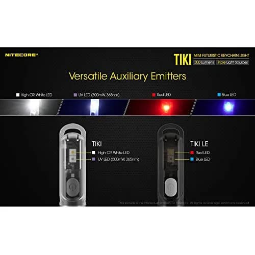 Nitecore TIKI Keychain Flashlight with UV & High CRI Lights, 300 Lumens USB-C Rechargeable, 77yd Beam | Ultra-Light EDC Tool thumbnail 3